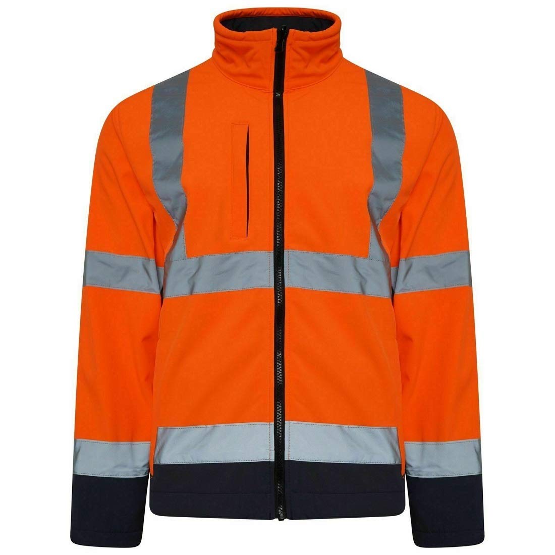 Stormway Hi Vis Viz Visibility Two Tone Full Zip Softshell Jacket (Orange/Navy, 5XL)