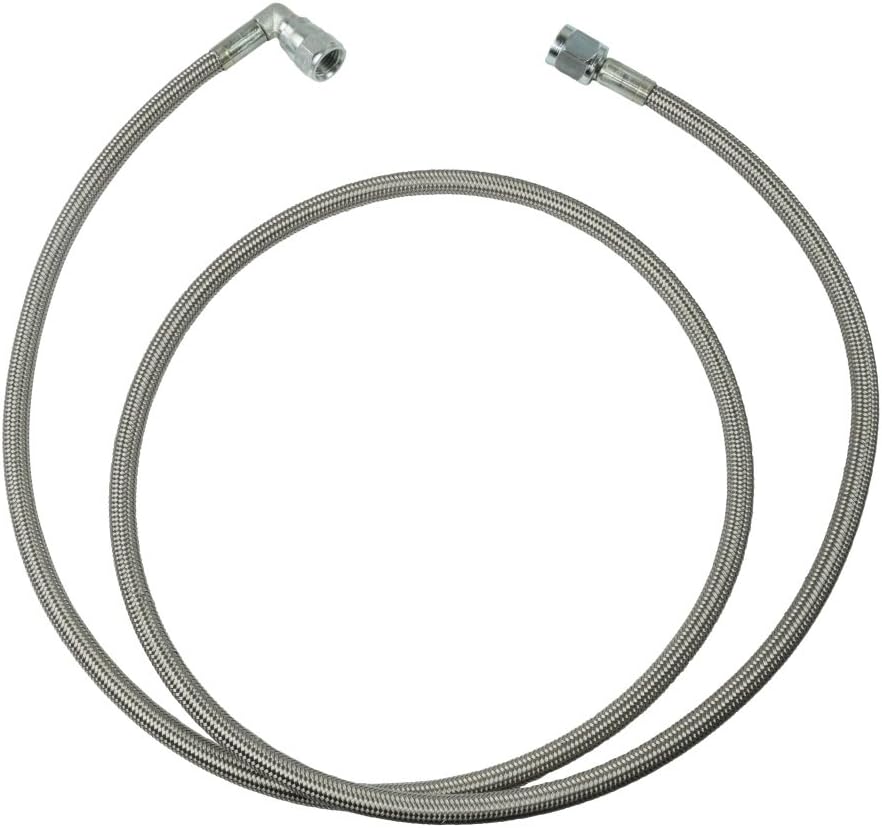ICT Billet Steel Braided Turbo Oil Feed Line 48" Length -4AN 90 degree straight Hose End Pressure Stainless Remote Turbocharger Sensor Teflon 4 AN 551867