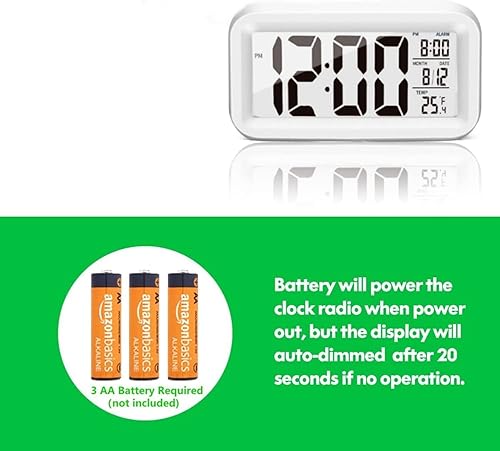 Miniatura 3 de Reloj digital de pantalla de 4.5 pulgadas con pantalla grande, reloj digital de luz nocturna con pantalla de temperatura, reloj despertador con