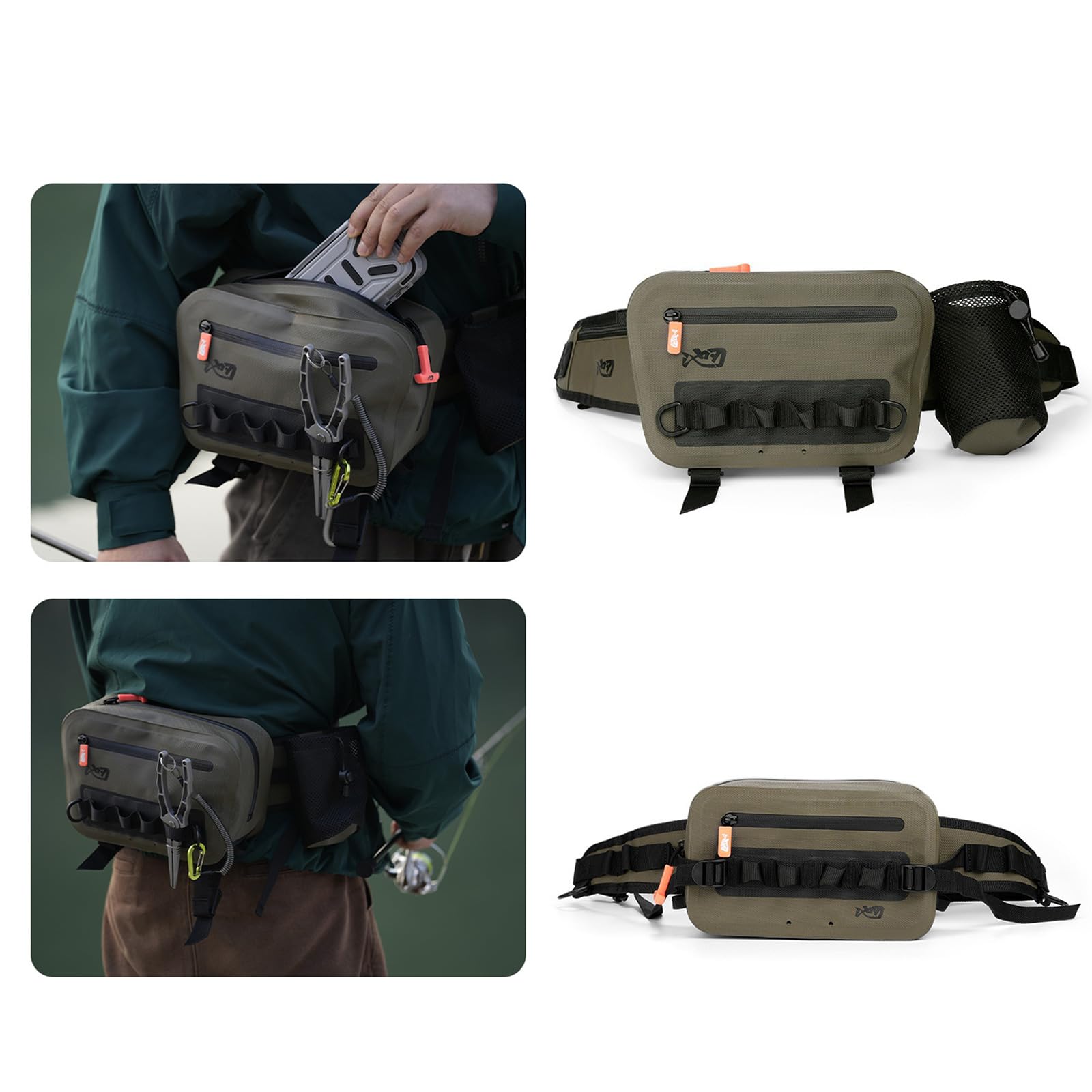 Bolsa de pesca de gran capacidad, impermeable, con cintura cruzada, para exteriores, de un solo hombro, señuelos y aparejos, multicolor, S