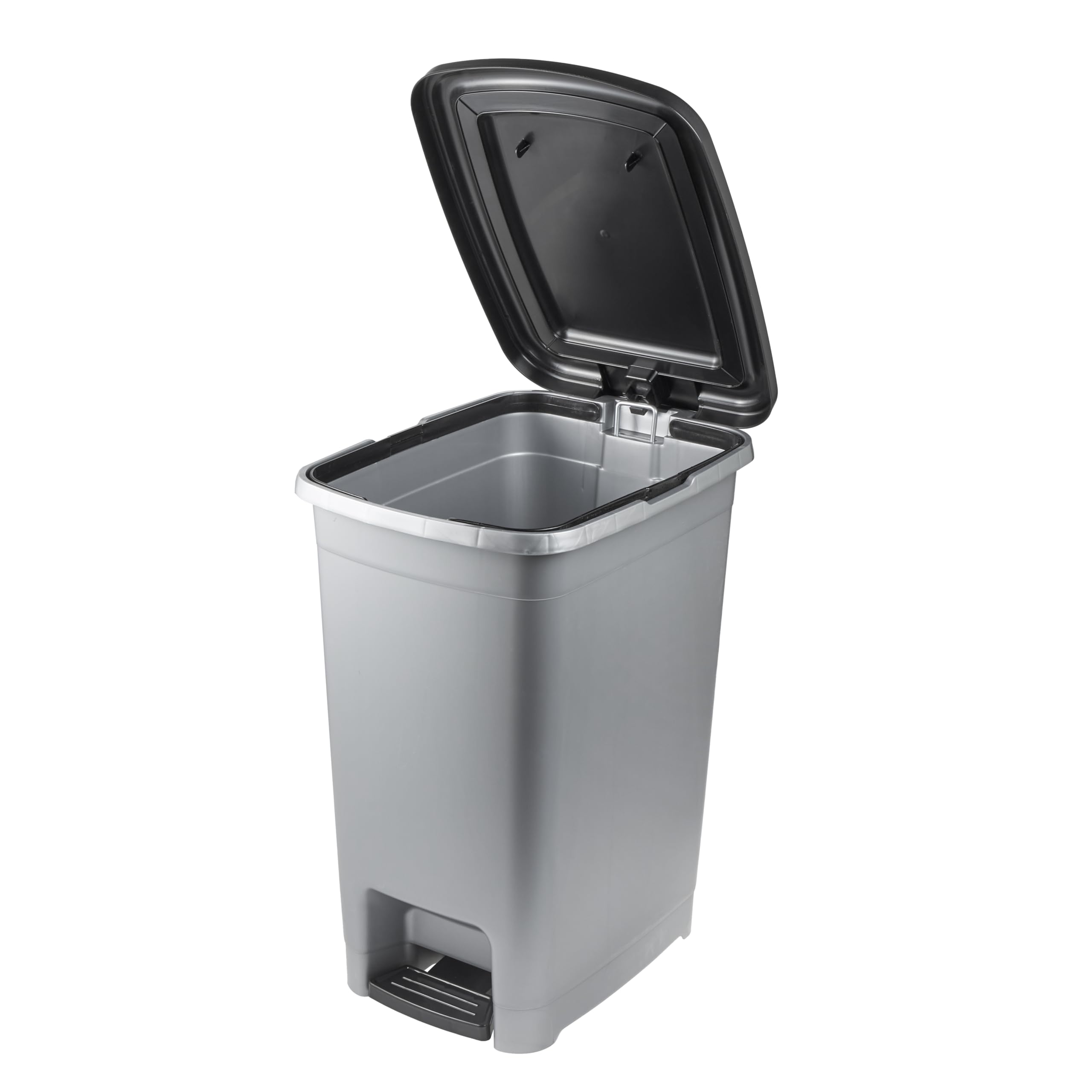 keeeper poubelle à pédale, 40 l, nettoyage facile, pédale d'ouverture et de fermeture hygiénique, poubelle, 32 x 42 x 53 cm, olaf, Light Silver (argent)