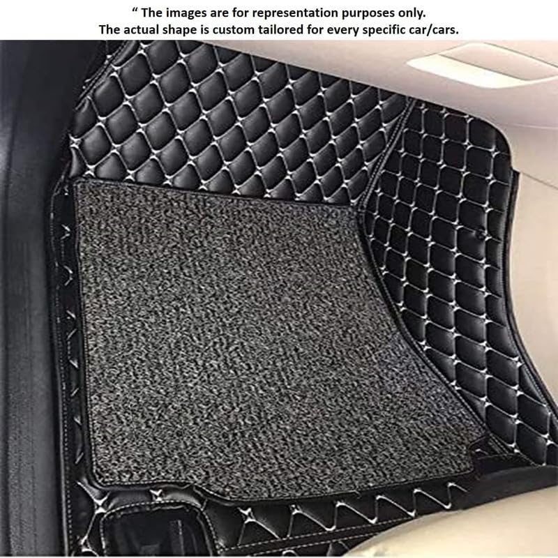 Image of SINEX Premium 7D car mat Full Set for Kia Syros (Model :2025) || Luxury Leather Double Car Floor Mat Complete Set || 100% Waterproof and Washable Color : Black