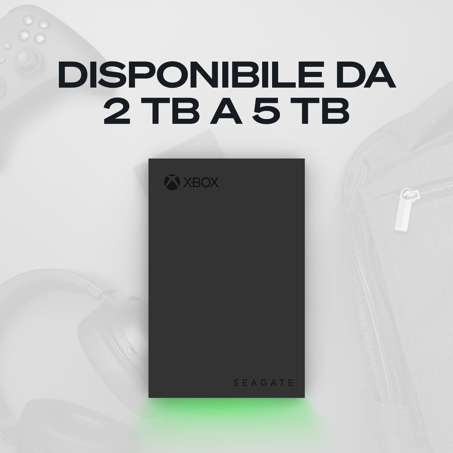 Seagate Game Drive per Xbox 2TB, Hard disk esterno, USB 3.2 Gen 1, illuminazione LED RGB, Nero, Data Rescue Service (STKX2000403)
