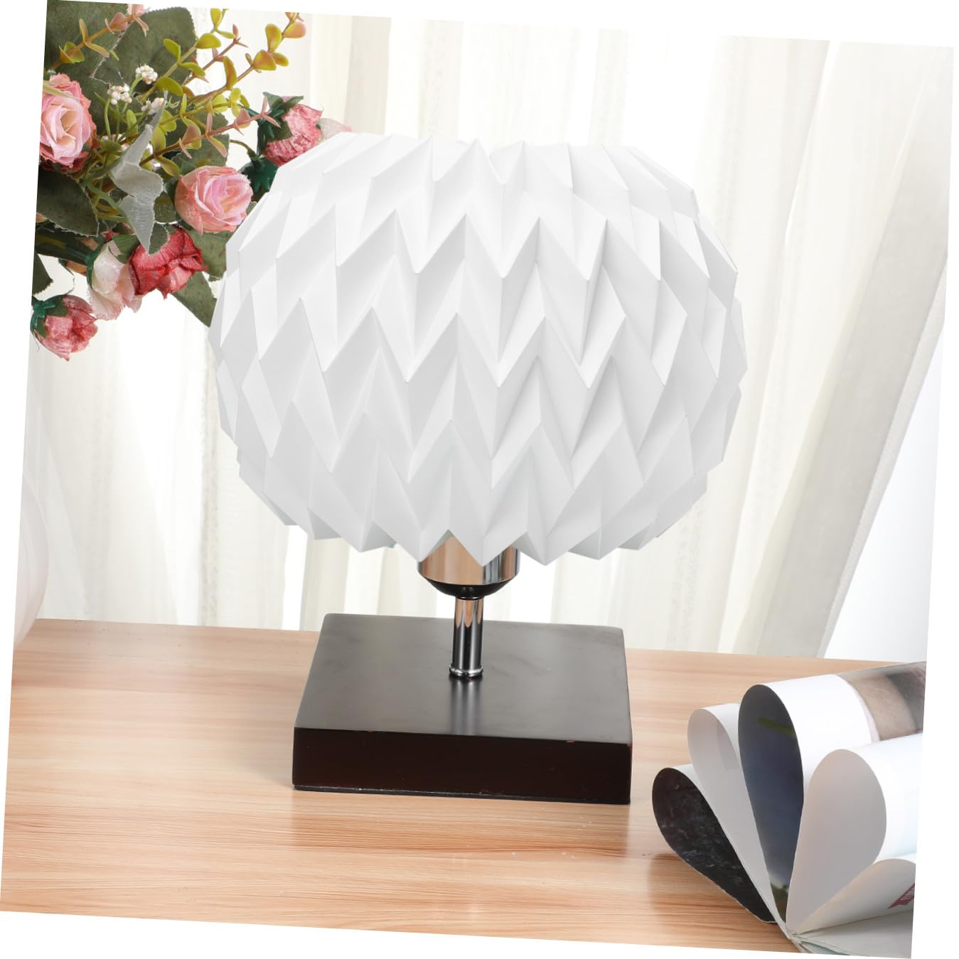 Paralume per Lampadario a Lanterna Pieghevole Origami Bianco | Carta, Stile Semplice, per Casa e Housewarming, Decorazione Sospesa per Salotto, Bar e Caffetteria