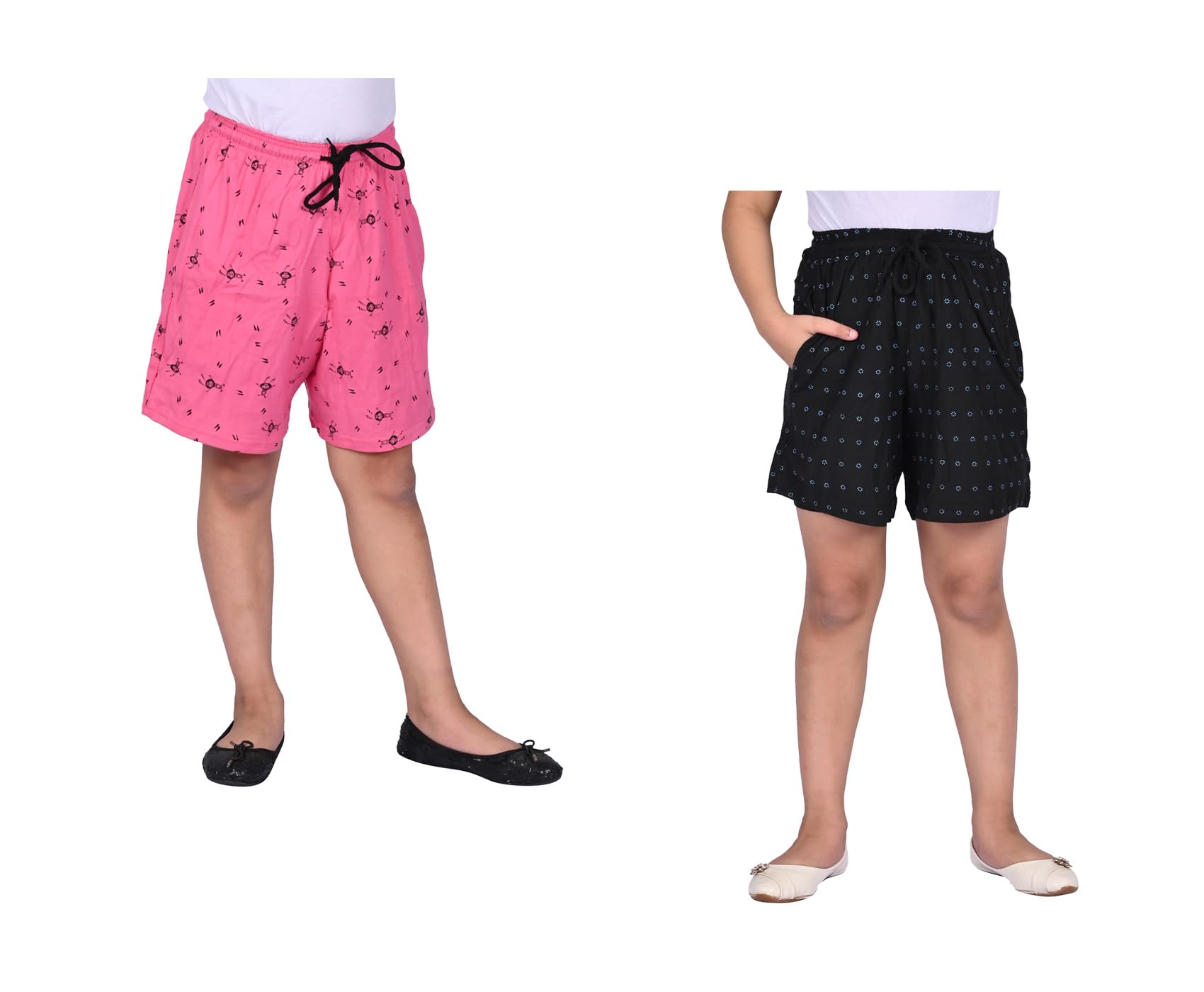 Girls Cotton Printed Regular Fit Bermuda Shorts (Pack of 2)-picture-49