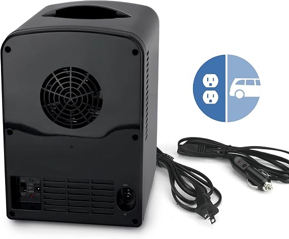 PERSONAL CHILLER 4L Mini Fridge 6 Can Portable Cooler & Warmer Compact Refrigerators(Black)