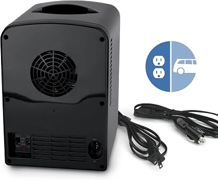 PERSONAL CHILLER 4L Mini Fridge 6 Can Portable Cooler & Warmer Compact Refrigerators(Black)
