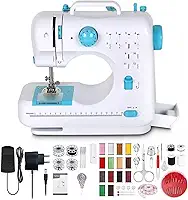 Mini Máquina de Costura para Iniciantes e Crianças de 8 a 12 Anos | 12 Padrões de Ponto, Luz LED, Costura Reversa | Ideal para Pequenos Reparos e Projetos de Artesanato (100-240v)
