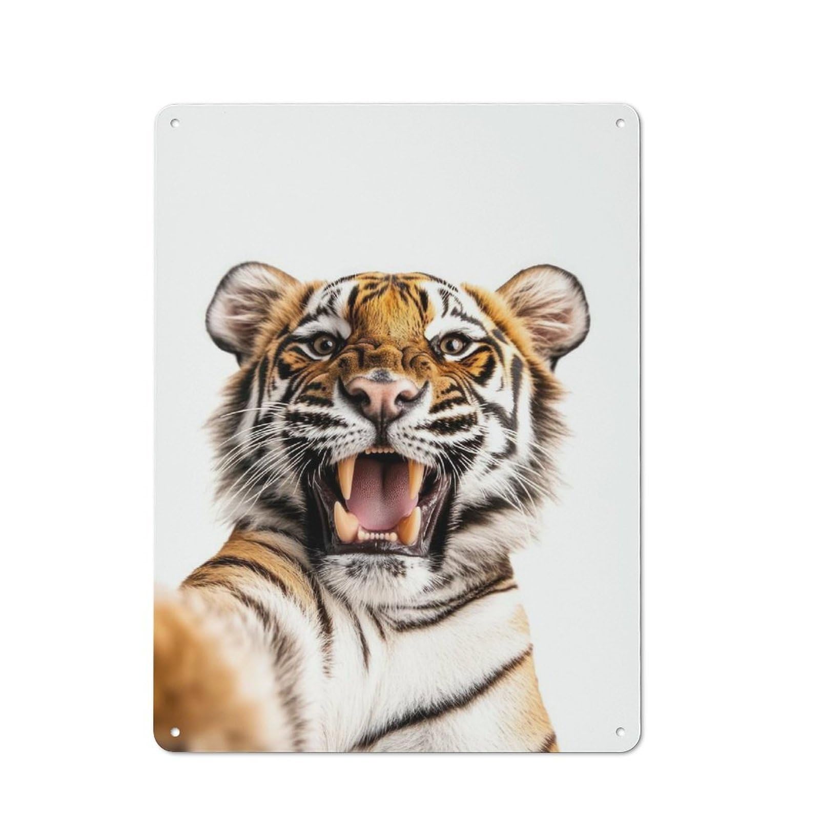 Junmoney Tiger Selfie Retro Metal Wall Sign 40X30cm For Man Cave Or Games Room, A Housewarming Gift For Games Room Collectors