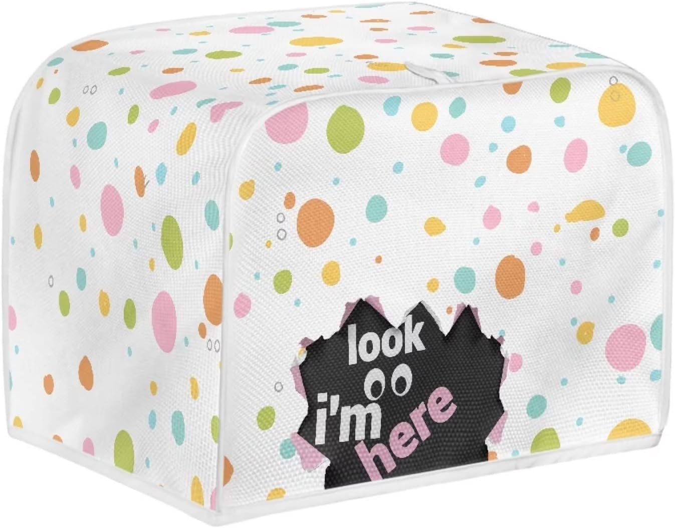 doginthehole Funny Toaster Cover 2 Slice, Colorful Dots Microwave Toaster Oven Cover for Kitchen Appliance Dust Cover Bread Toaster Oven Cloth Cover