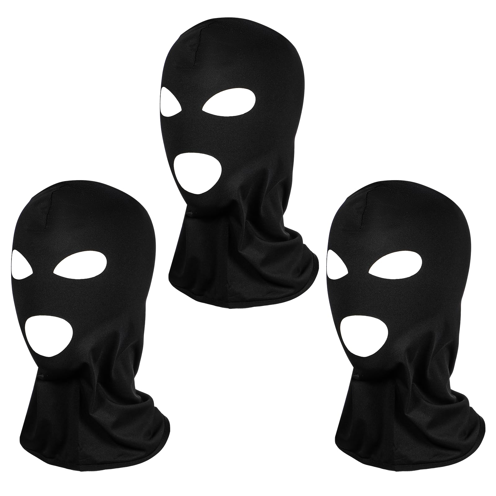 3Pcs 3 Hole Ski Mask Black Balaclava Face Mask for Men Women Thin Full Face Masks for Motorcycle