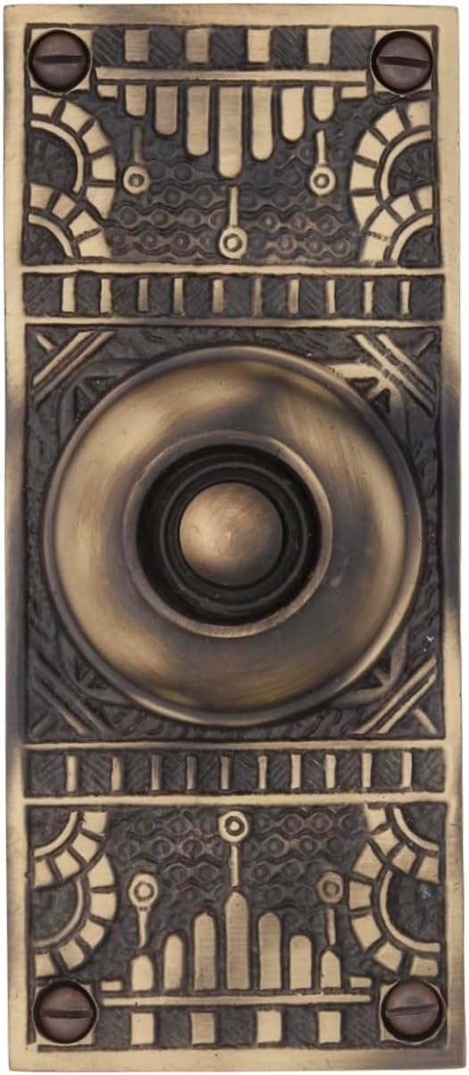 Victorian Replica Electric Push Button Doorbell in Hand Highlighted Bronze