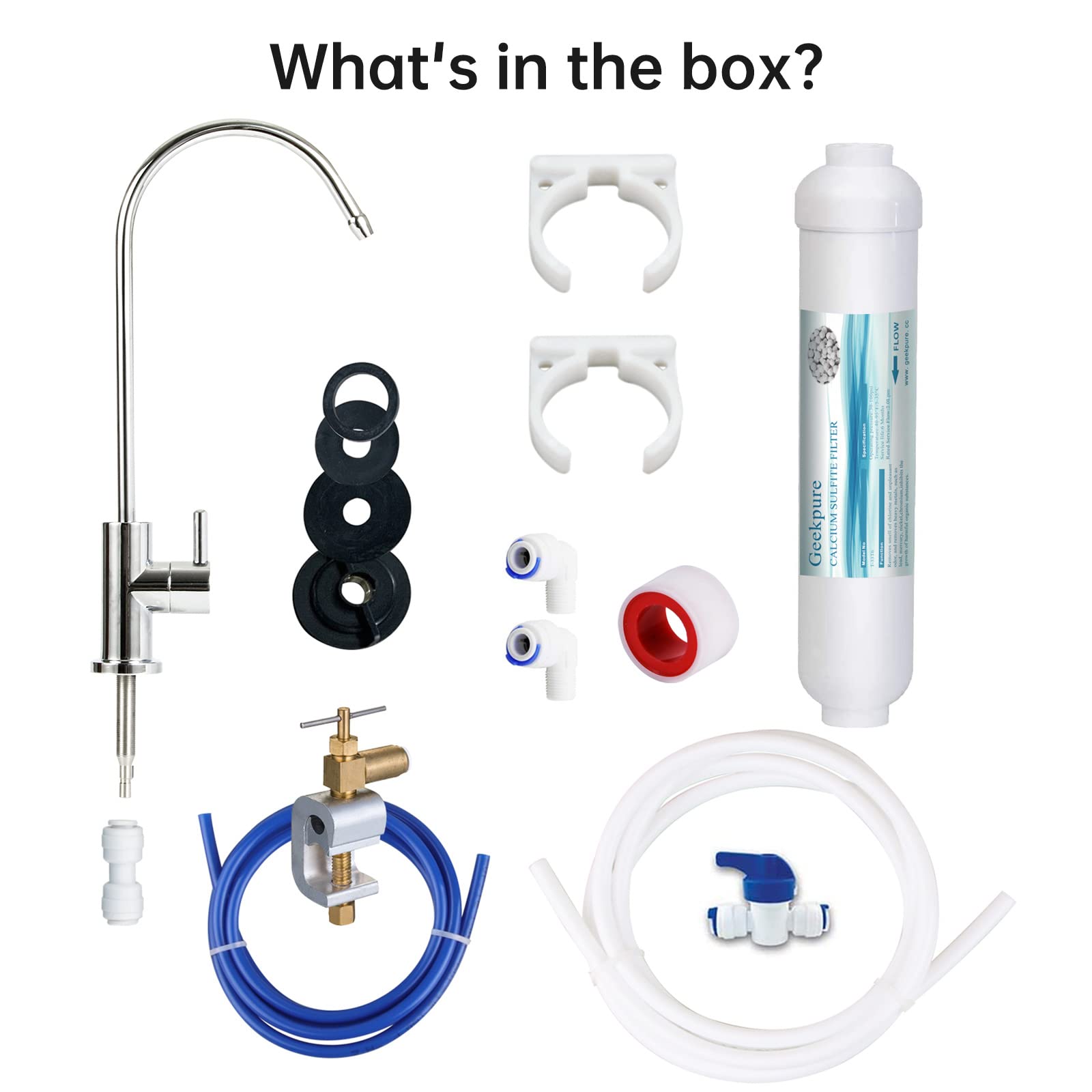 Geekpure Kit de filtration d'eau potable en ligne sous l'évier Système de bricolage pour éliminer le chlore