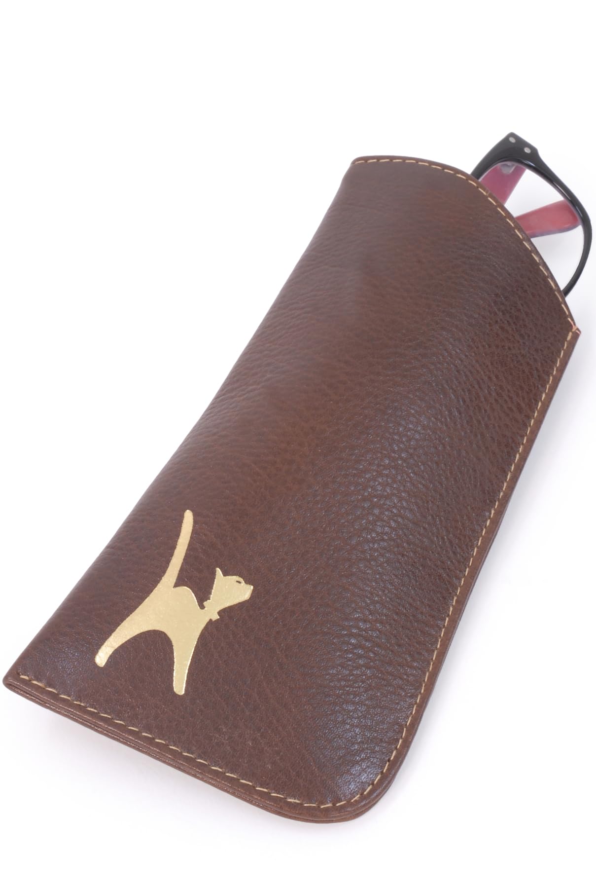 Catwalk Collection Handbags - Ladies Leather Glasses Case - Women's Sunglasses Sleeve - Gift Boxed - Iris - Brown