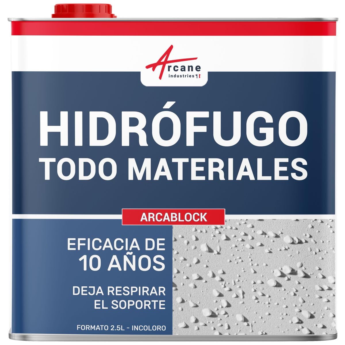 Hidrófugo para superficies porosas: techos, fachadas, tejas - ARCABLOCK - 2,5 L (hasta 12,5 m²) - ARCANE INDUSTRIES