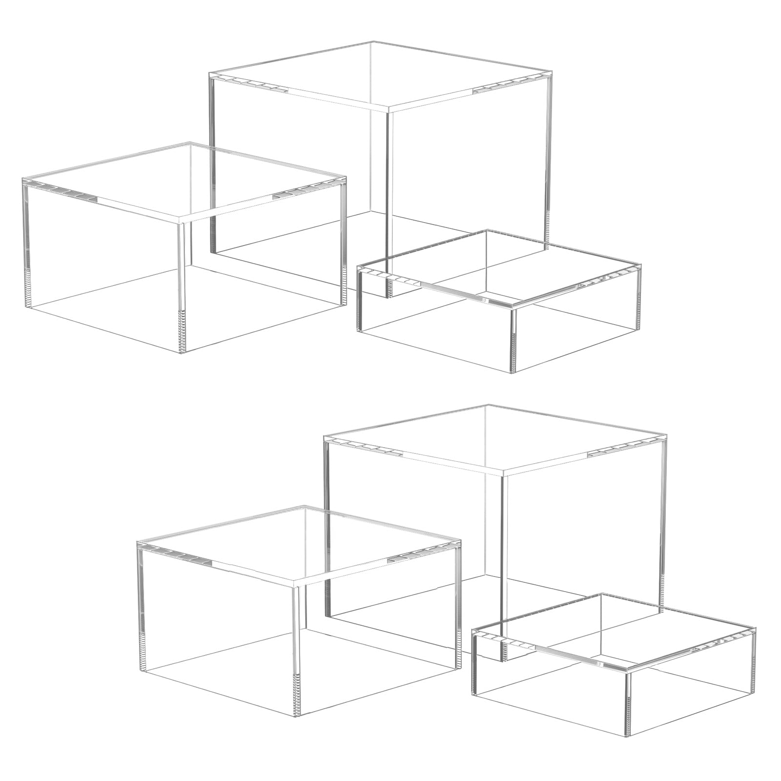 NIUBEE Buffet Risers, Food Display Stands for Party, 6PCS Acrylic Risers for Display Cake Collectible Jewelry Figures Show, Cube Dessert Table Display Nesting Riser with Hollow Bottoms 8"x9"x10(Clear)