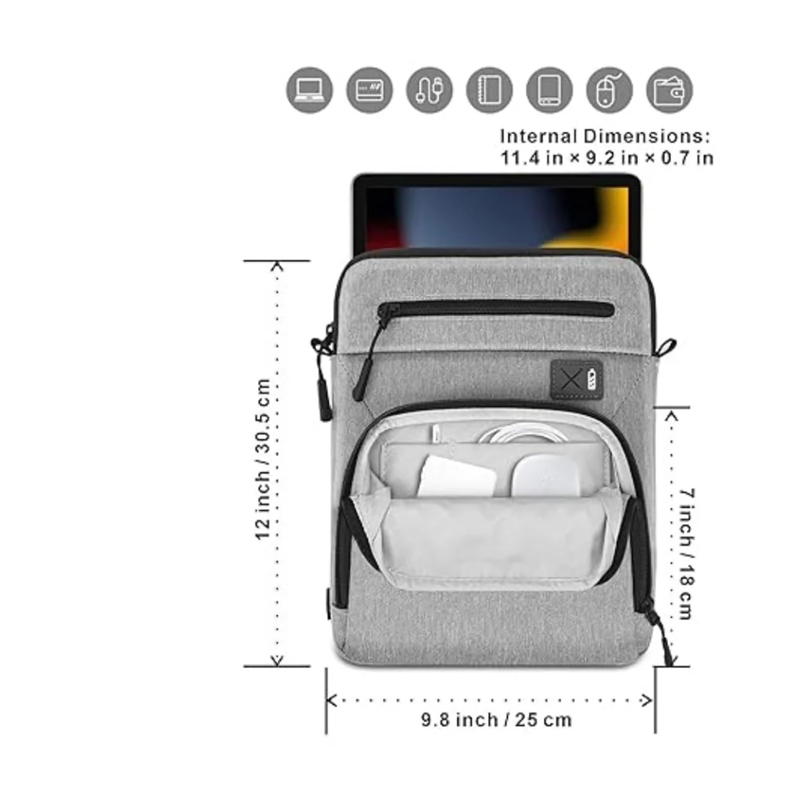 Funda De Tableta Funda for Tableta con asa de 12,9 Pulgadas y Correa for el Hombro para Tablet(Dark Grey)