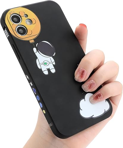Funda bonita para iPhone 15 Pro, diseño de astronauta de dibujos animados, diseño de planeta espacial, luna, elegante funda protectora de goma TPU a