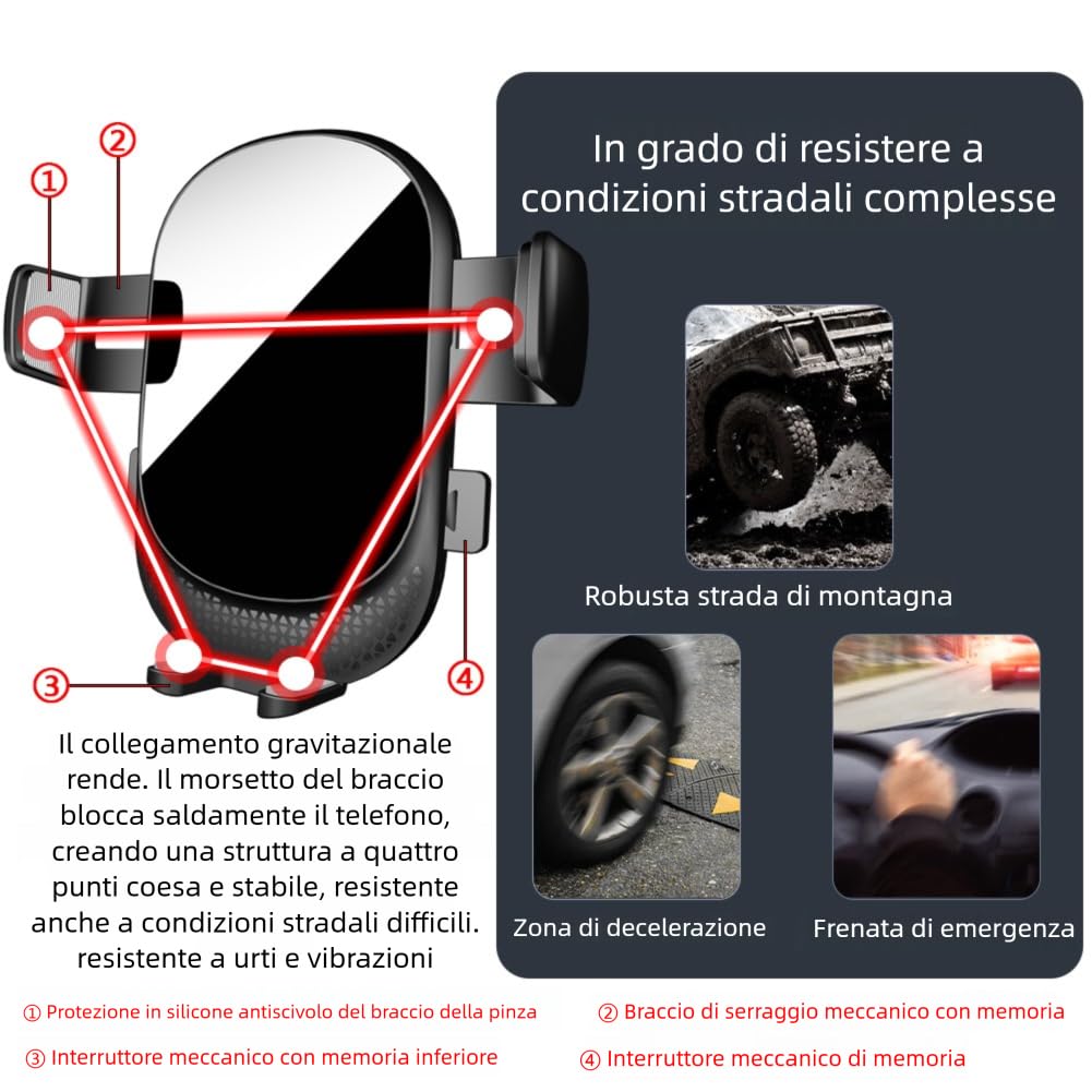 Supporto Telefono Per Auto - Per VW Passat B8 E Arteon R-Line, In ABS E Alluminio, Fissaggio A Triangolo, Per Cellulari 4-6,5 Pollici - 2