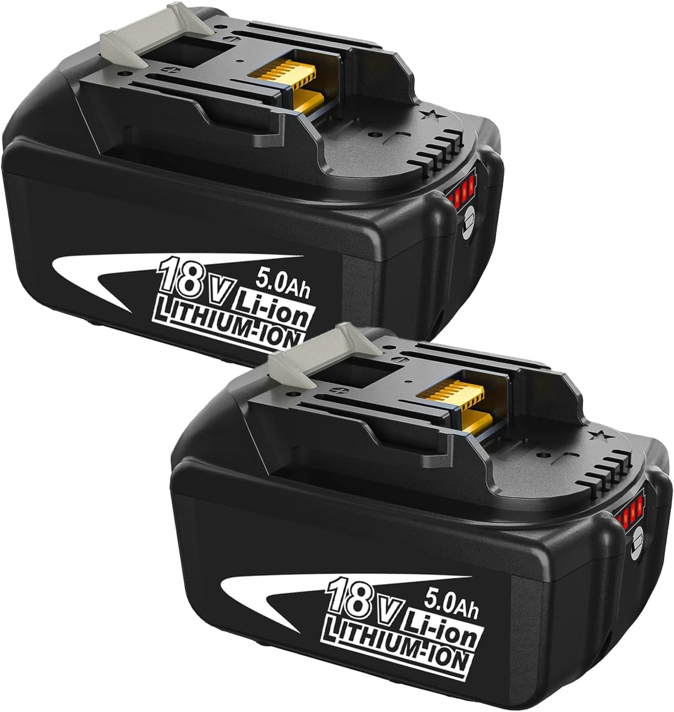 2 Packs 18V 5,0Ah Batería BL1850B para Batería 18V BL1860B BL1860 BL1850B BL1850 BL1840B BL1830B BL1845 196399-0 196673-6 LXT-400 con Indicador LED (Negro)
