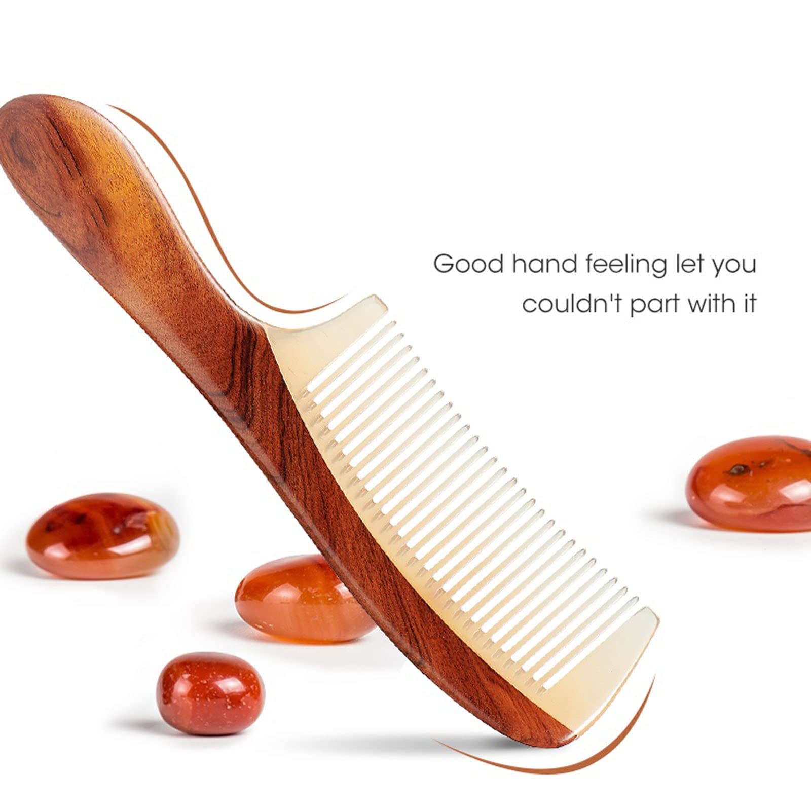 DieffematicSZ Grzebień Natural wood with corner splicing structure fine-toothed hair comb anti-static head acupoint massage gift