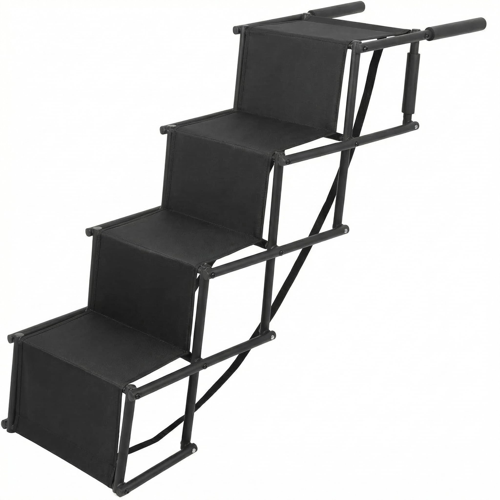 Foldable Dog Ramp Pet Steps,4-Height Adjustable Portable Non-Slip Dog Stairs for Cars High Beds and Sofas, Lightweight Pet Ramp Supports up to 176 Lbs for Large and Small Dogs