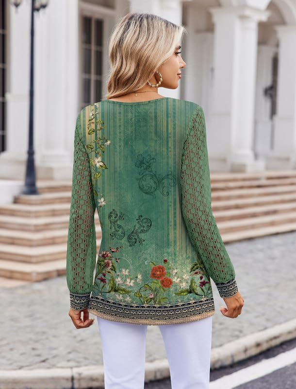 Misakia Womens Lace Long Sleeve Tops Long Sleeve Blouses Casual T Shirts