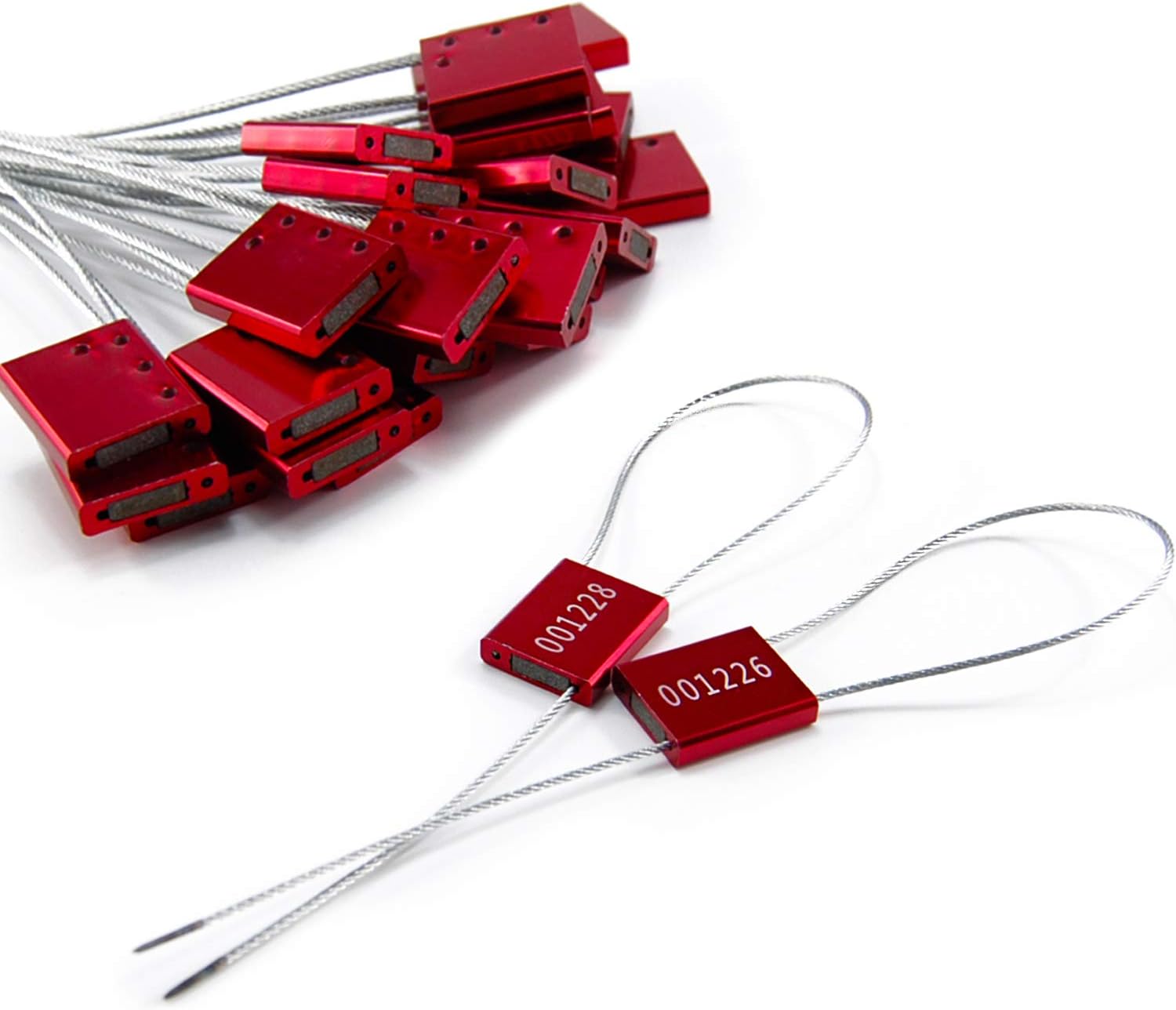 LeadSeals(R) 500 Red Steel Cable Seals - Metal Security Tags - Truck Trailer Seal - Anti-Tamper - Pull-Tite - ISO 17712 - Image 7