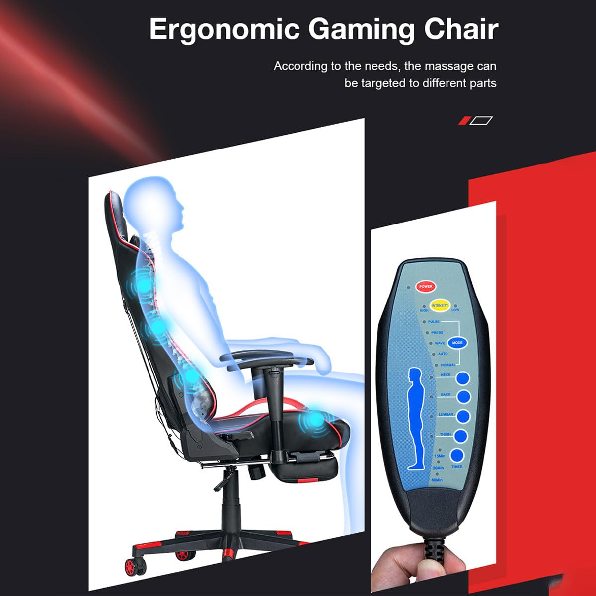 Sedia Gaming Ergonomica In Tessuto - Con Massaggio Lombare E Molle - Regolabile Fino A 135° - Verde - Portata 158kg - Foto 6