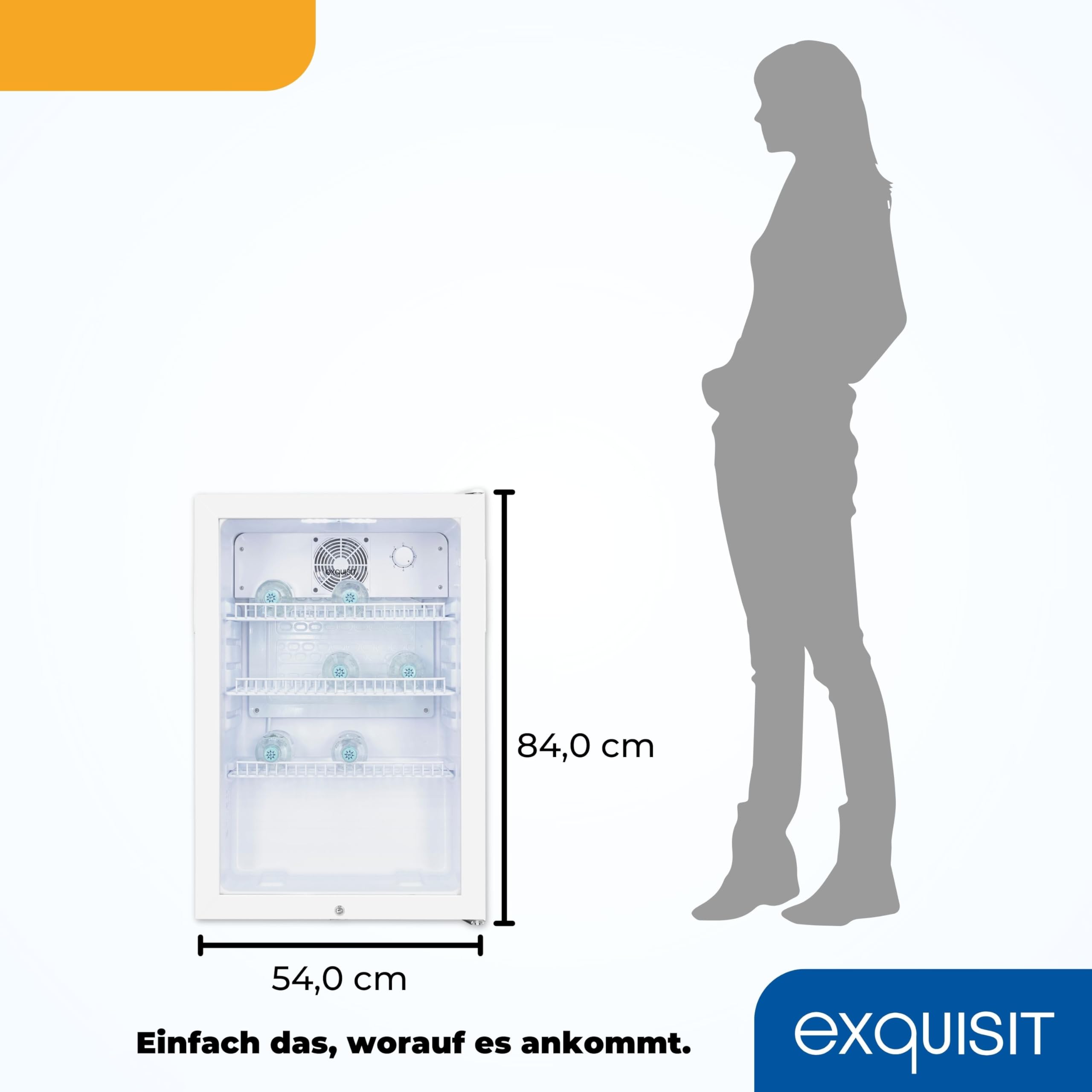 Exquisit Glastürkühlschrank GKS120-GT-160C weiss 118 L Türschloss Standgerät