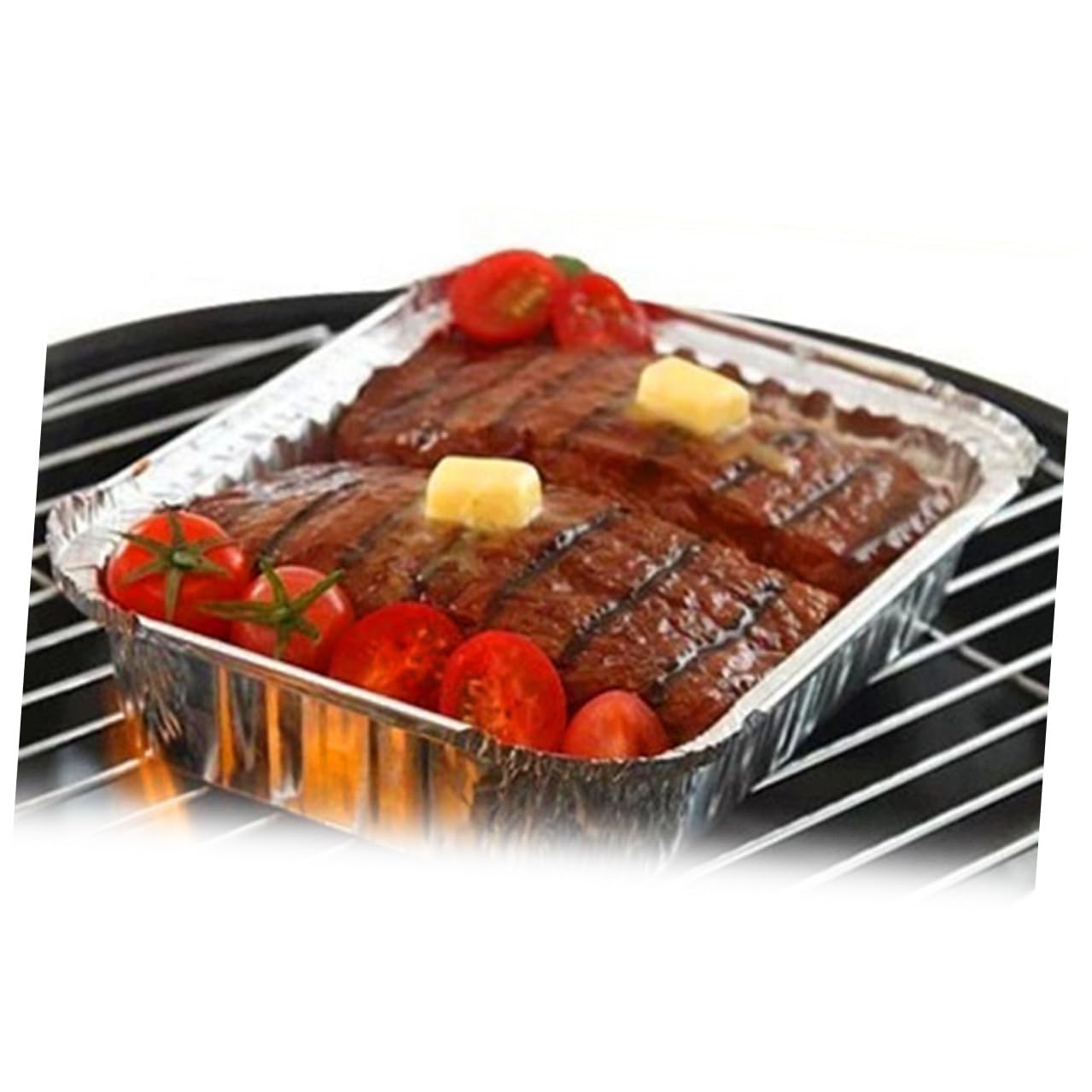 10 Bandejas Desechables de Aluminio para Barbacoa, Bandejas para Grasa, Fácil Limpieza y Mantenimiento de Parrilla, Ideales para Horno y Plancha Grill