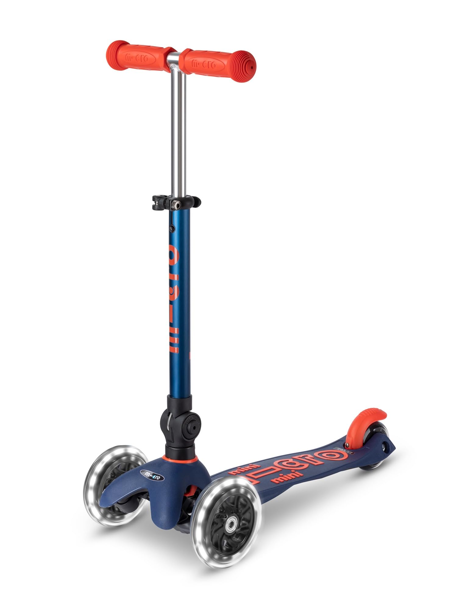 Mini Micro scooter Deluxe foldable LED navy blue