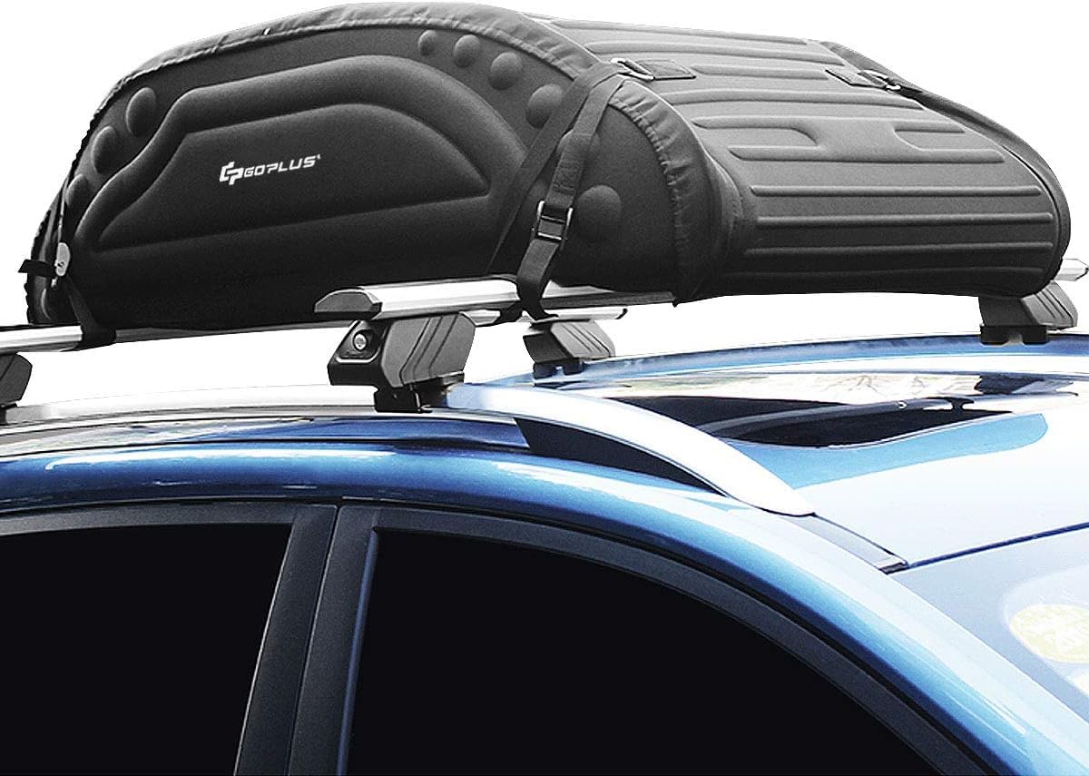 GOPLUS Bolsa Plegable para Techo de Coche Impermeable | Portaequipajes de Coche con 4 Cuerdas de Sujeción, para Coches con o sin Railes de Techo, Carga 60KG
