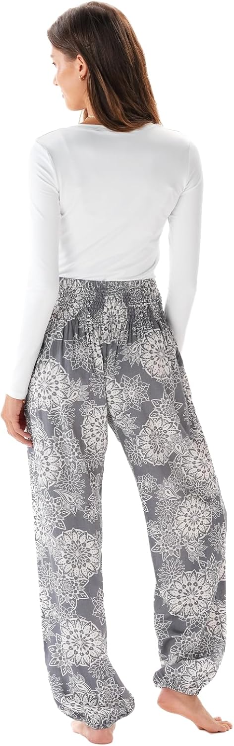 Lotus and Luna Women's Harem Pants Thai Pants for Beach & Lounge High Waisted Flowy Boho Pants Genie Pants Yoga Pants - Image 4