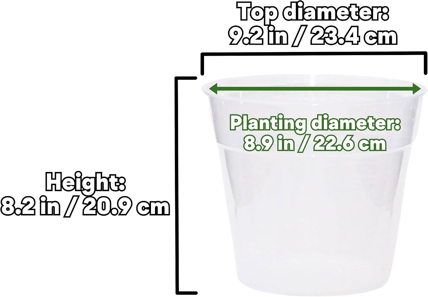 Clear Nursery Pots, 9 Inch Plant Pots with Drainage Holes | Sturdy and Transparent Plastic Flower Pots | Multipurpose Planters for Indoor and Outdoor Plants 3 Pack