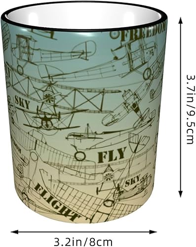 Miniatura 2 de Old Airplane Drawings - Taza de café de cerámica con asa, diseño de vuelo clásico, estilo vintage, tazas de té para café, tazas para beber, regalos