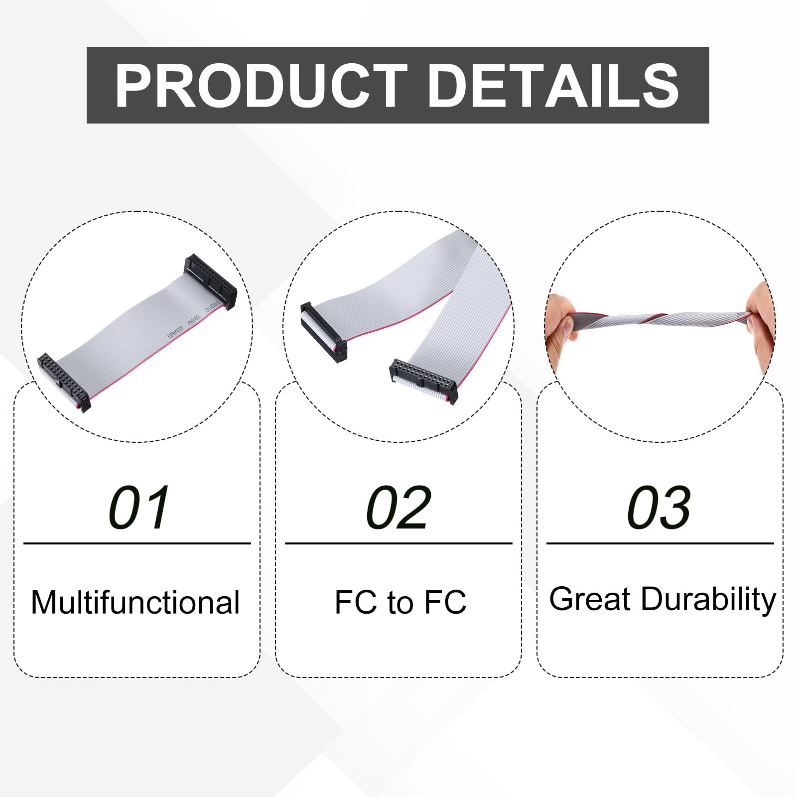 QUARKZMAN 4 szt. IDC płaski kabel taśmowy, 2,54 mm wymiar rastra 32 mm szerokość 10 cm długość 26 pin FC do FC płaski łącznik łączący kabel do PC, wyświetlaczy LED