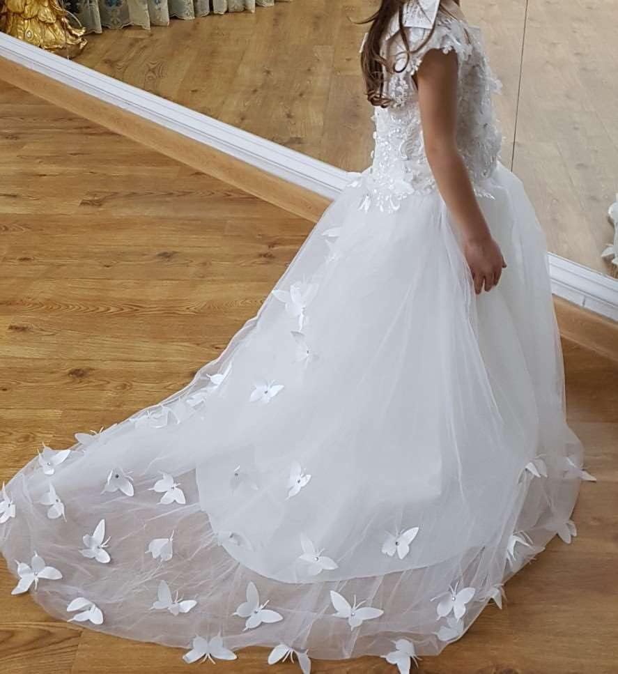 Girls' Lace Tulle Flower Girl Dresses 3D Floral First Holy Communion Dress for Kids Formal Prom Pageant Ball Gown4