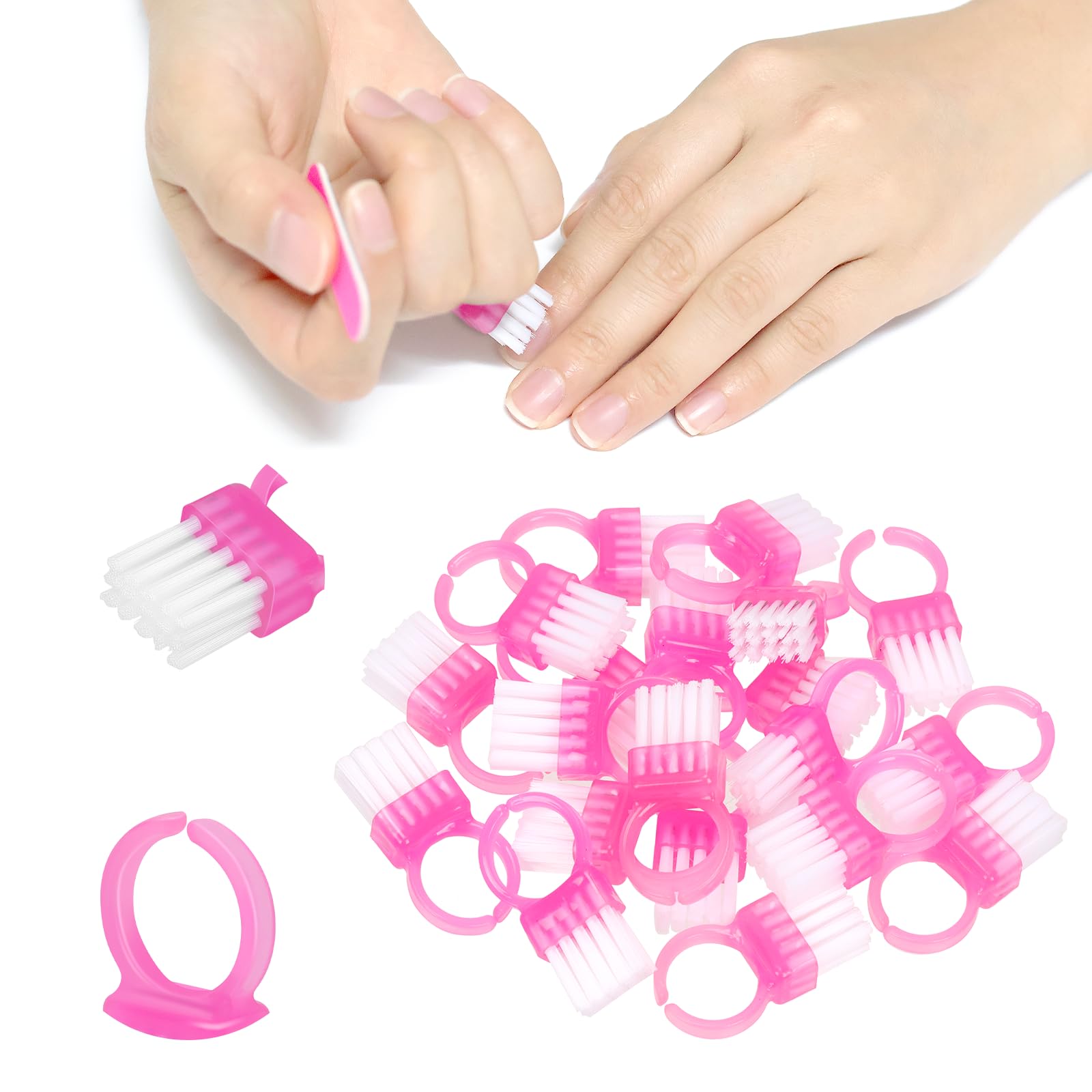 Nail Brush Rings SHEERBLISS Mini Nail Brushes 20pcs Hand Fingernail Brush Cleaner Scrubbing Kit Pedicure for Toes and Nails