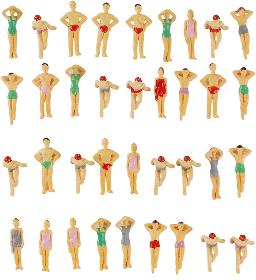 NWFashion 50pcs Scale Painted Model 1:75 Beach Swimsuits People Figures (50PCS25MM)