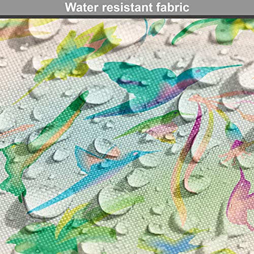 Image of Lunarable Hummingbird Fabric by The Yard, Colibri and Flowers Pattern Colorful Arrangement Exotic Summer Illustration, Decorative Fabric for Upholstery and Home Accents, 2 Yards, Teal Green