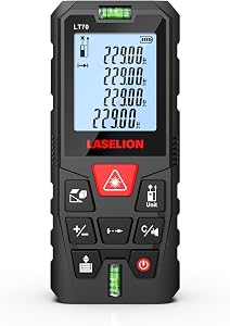 LASELION LT70 Laser Distance Meter – 70m (229ft) Range, High Accuracy, Multiple Measurement Modes, Built-in Level Bubble, and Mute Function (229ft)