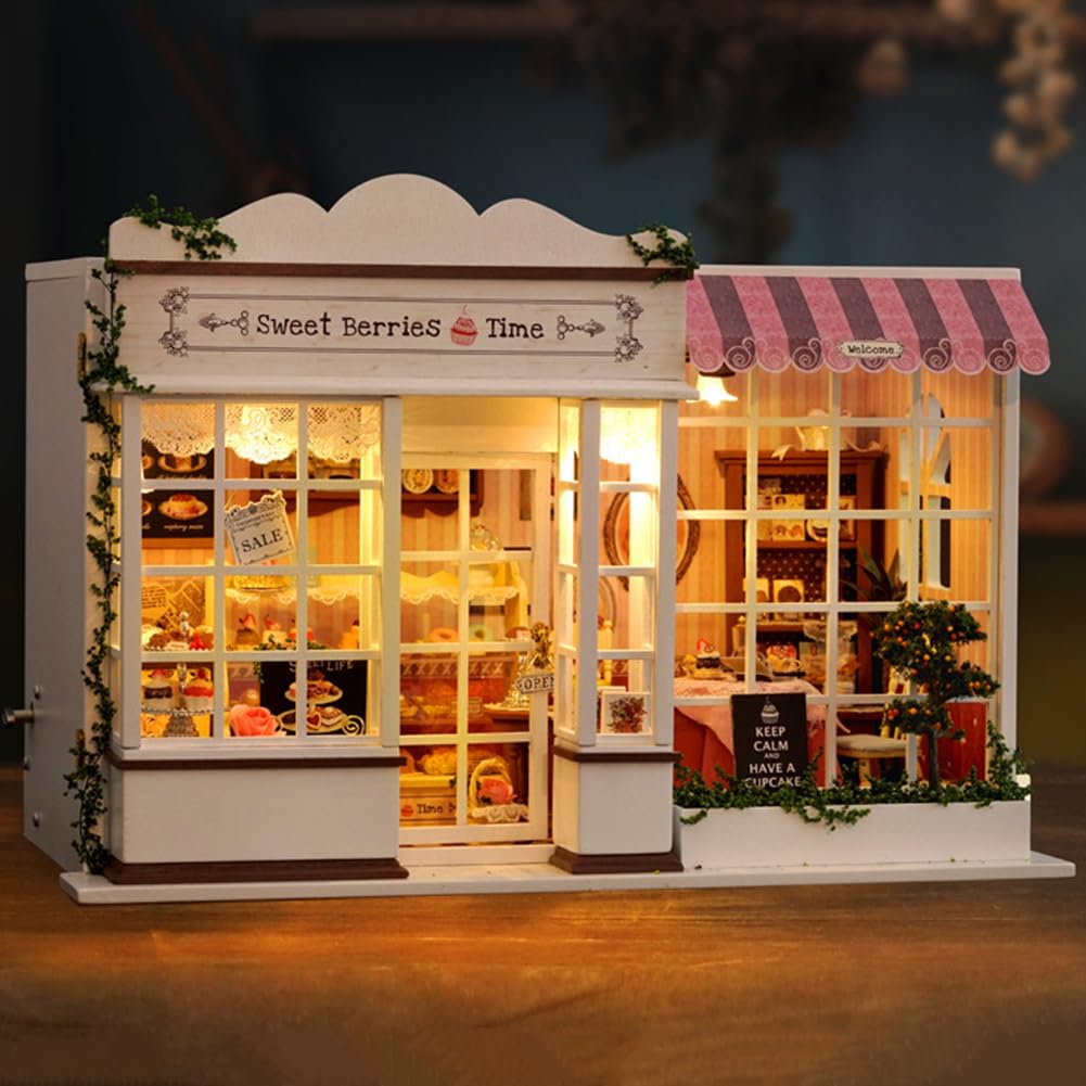 DIY Miniatur Puppenhaus Kit, Sweet Berries Time Theme 3D Holzpuzzle Tiny House Kit Hobbys für Frauen Erwachsene Handwerk Geschenke/mit Staubschutz