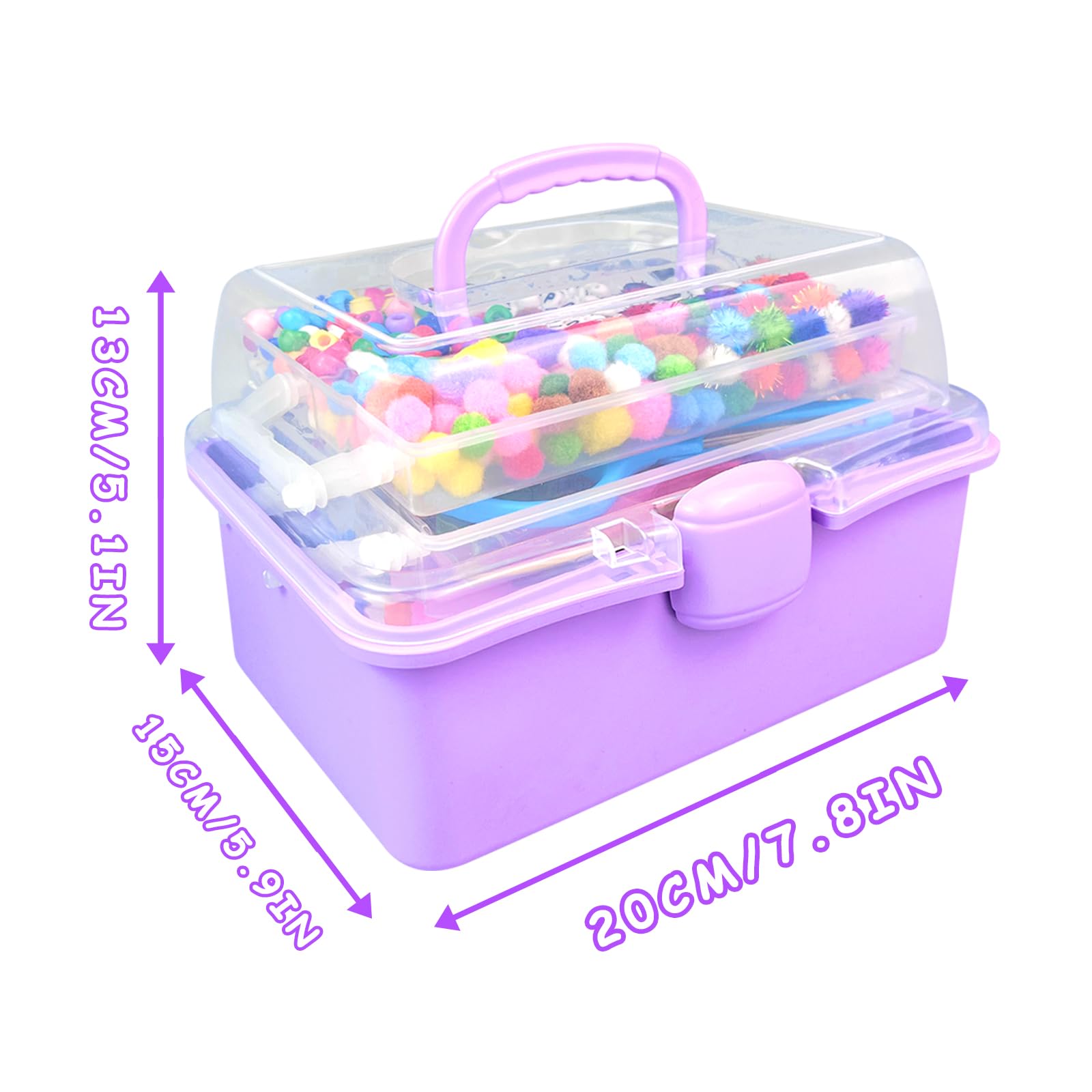 3000 Pcs Activité Manuelle Enfant Kit Bricolage Enfant Boîte Bricolage à 3 Niveaux avec Pipe Cleaners Kits de Loisir Creatif Enfant DIY Jouets Cadeaux pour Filles et Garçons 4-6 6-8 8-12 Ans, Violet