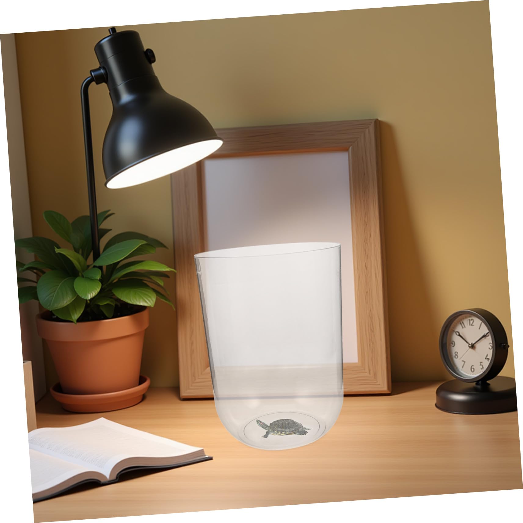 Lurrose Aquarium Cylindrique Pet 8l pour Tortue et Espèces Aquatiques, Design Créatif et Compact, Facile à Entretenir, pour Décorations de Bureau et Débutants