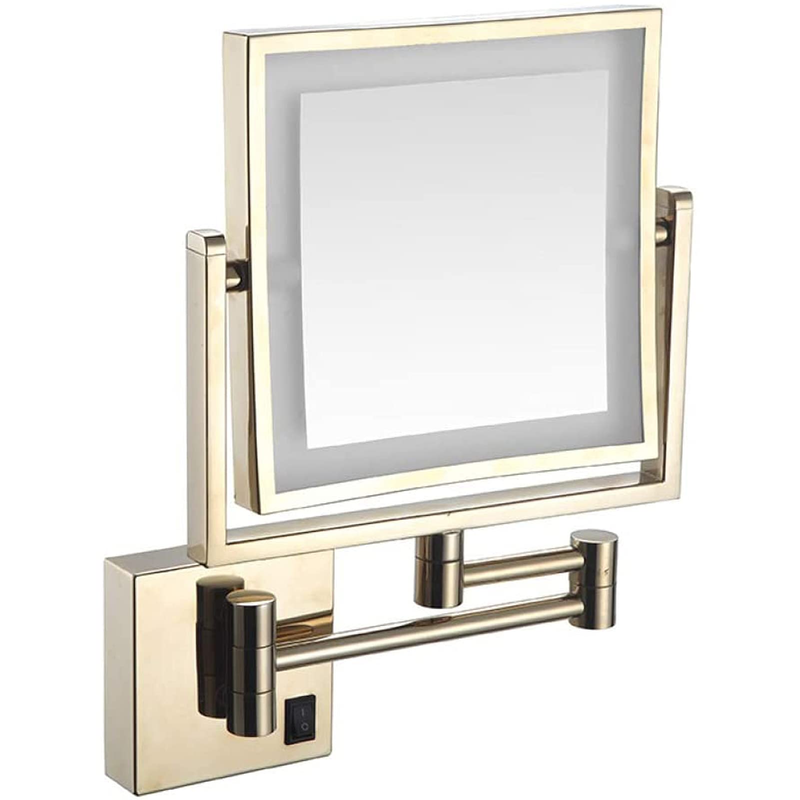 Quadratischer Rasierspiegel,Wandmontage,wiederaufladbarer Schminkspiegel mit LED-Leuchten,1-fache/3-fache Vergrößerung,doppelseitiger Kosmetikspiegel,ausziehbar,für Badezimmer