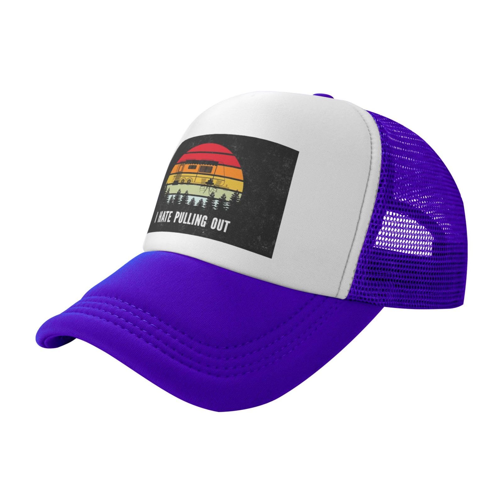 I Hate Pulling Out Trucker Hat Summer Mesh Cap with Adjustable Snapback Strap Unisex Purple