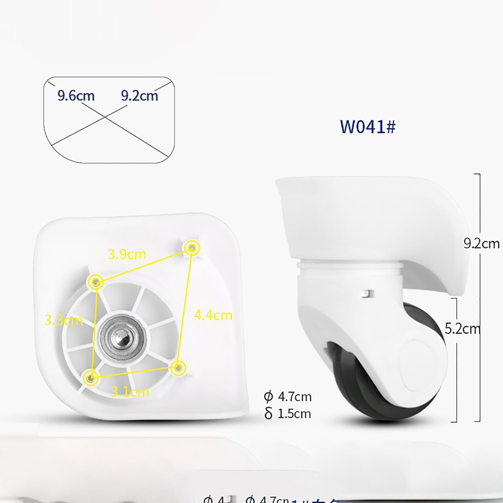 1set Ruota Bagagli Valigia Ruote di Ricambio Riparazione Accessori FAI DA TE Trolley Rotante per la Ripar, Bianco S, One Size, Classico