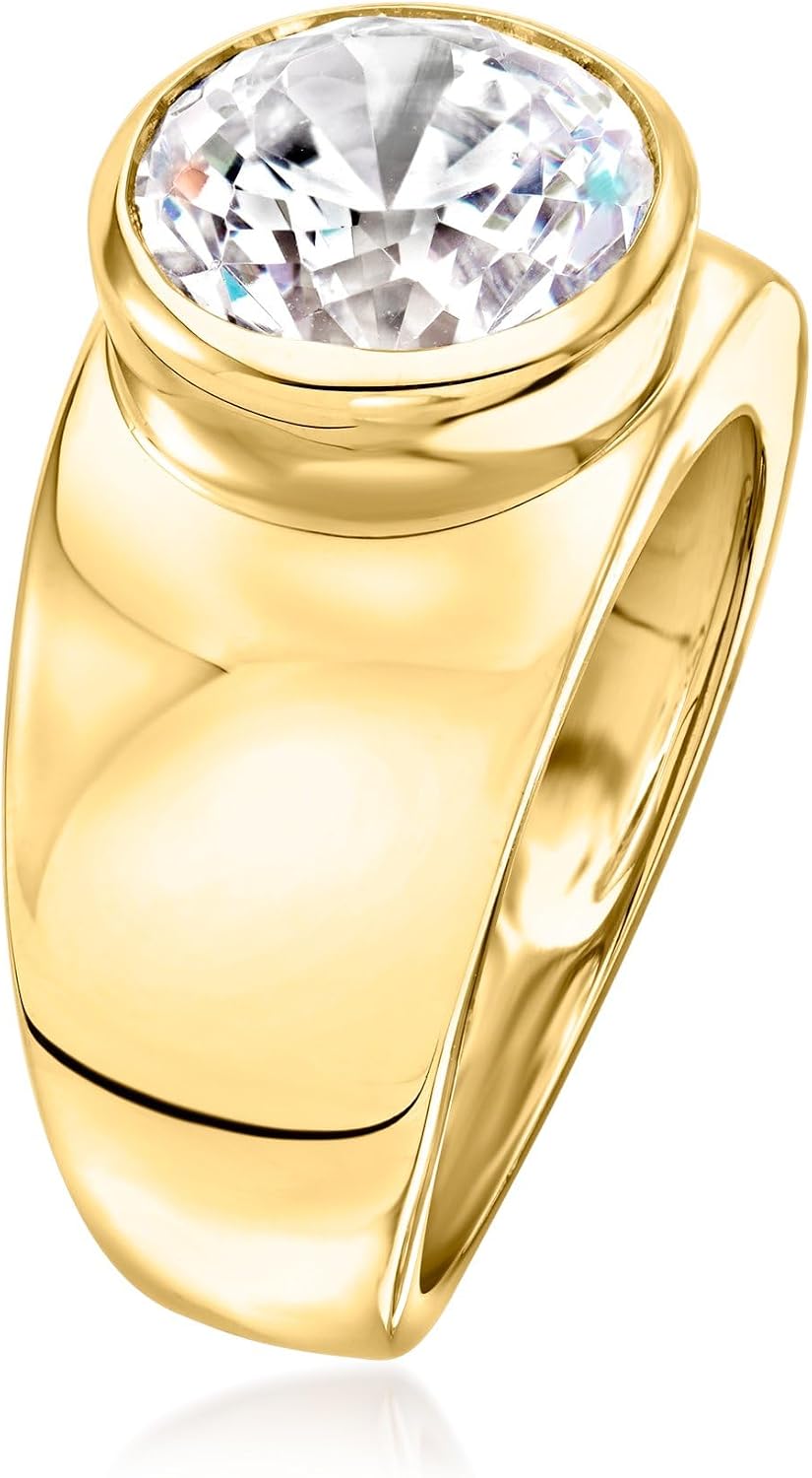 Ross-Simons 3.50 Carat Bezel-Set CZ Ring in 18kt Gold Over Sterling