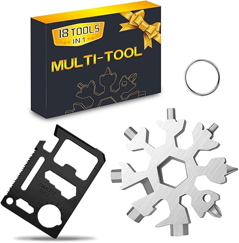 Miniatura 10 de Regalos de calcetines para hombres y padres, multiherramienta 18 en 1, herramientas manuales de copo de nieve, regalos de Navidad para hombres y